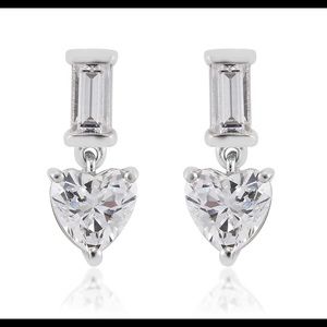 Lustro Stella Finest CZ Swarovski Zirconia Drop Earrings in Plat Over SS (.925)